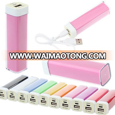 2600mAh Lipstick Power Bank External Backup Portable Battery Charger for Phone